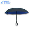 Windproof Wholesale 190T Pongee Double Layer Hands Free C Handle Logo Prints Custom Inverted Reverse Umbrella Upside Down